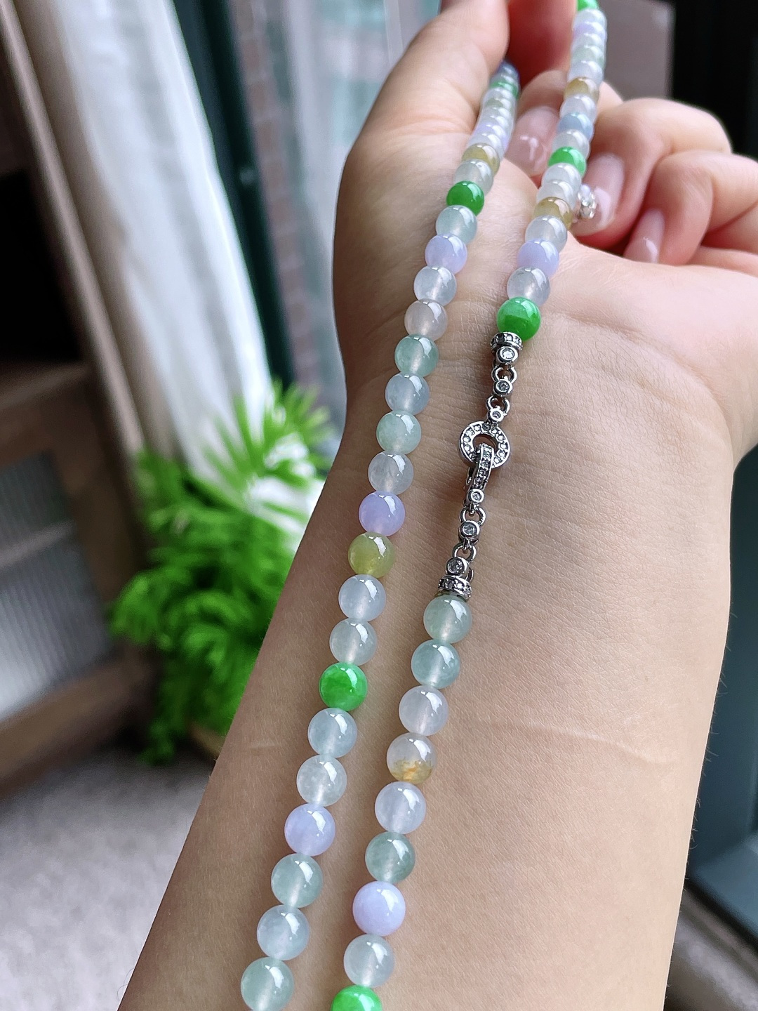 【珠子】冰多宝珠链圆珠珠子珠链【说明】缅料 性比高【尺寸】6.4mm，36cm【重量】52克