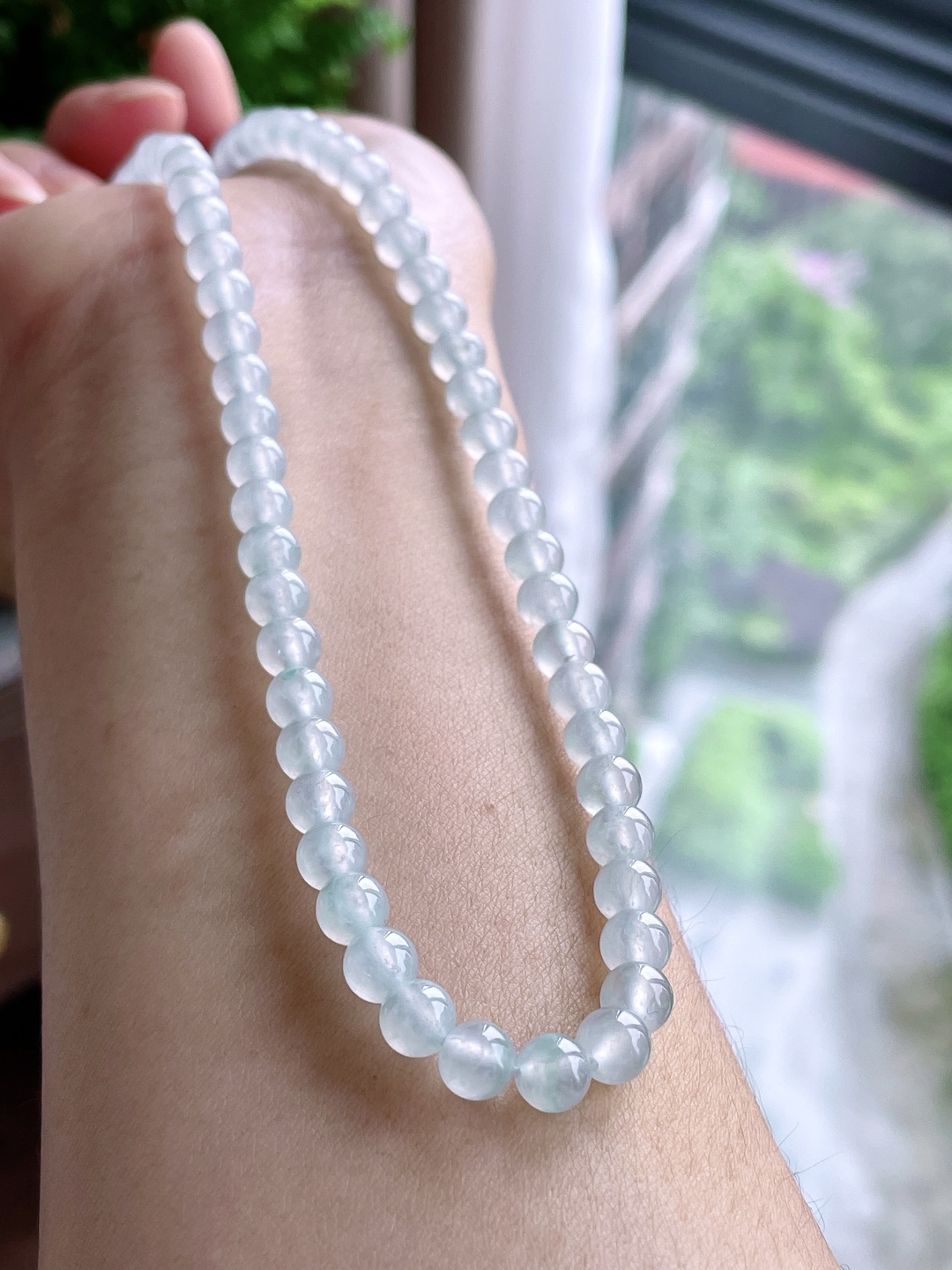 珠子冰晴水珠链圆珠珠子珠链,缅料 性比高,尺寸5.8mm，33cm,重量42.2克