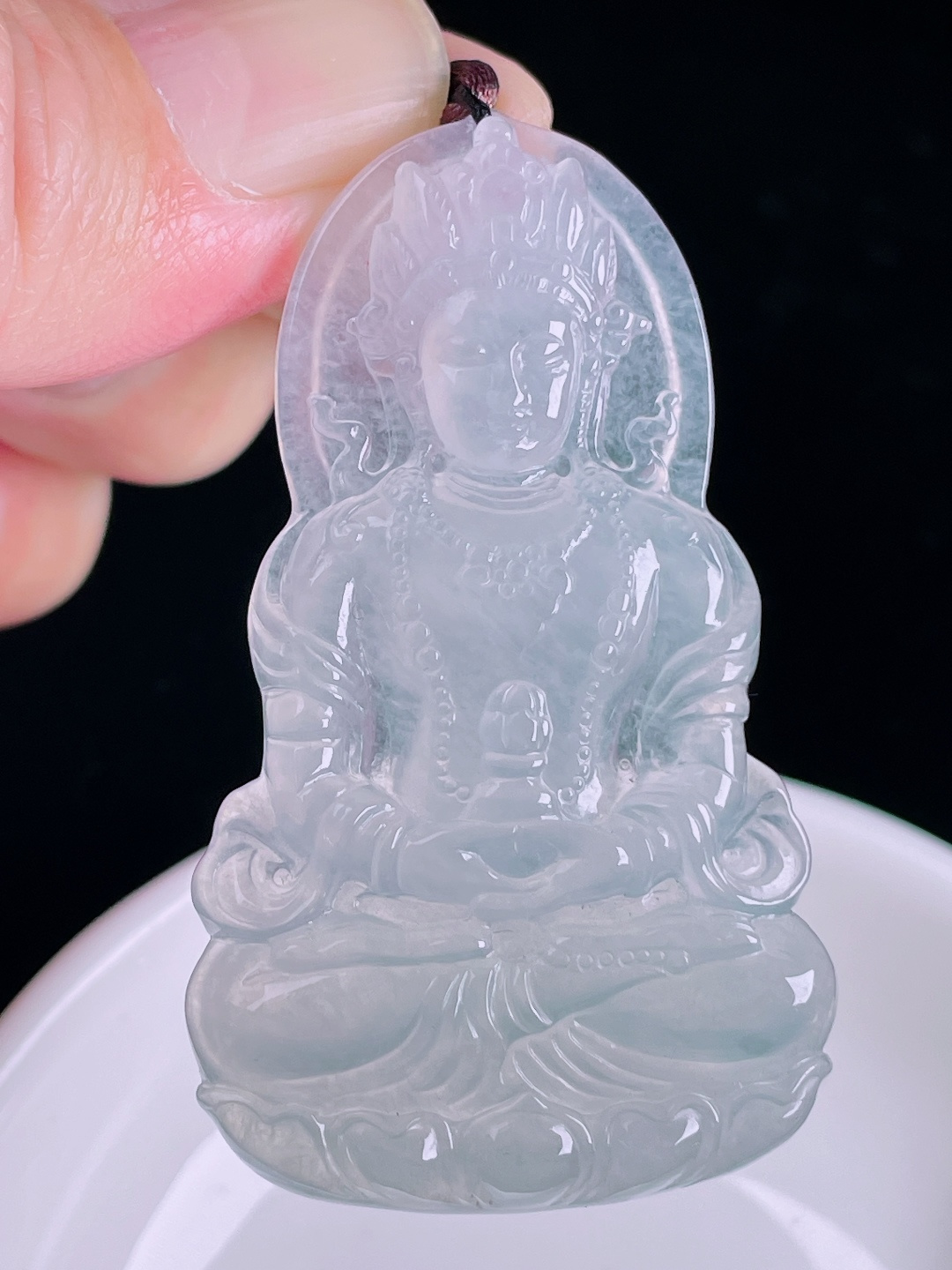 冰种度母，老种起光，细底通透，尺寸：57.4/33.8/5.6mm0827