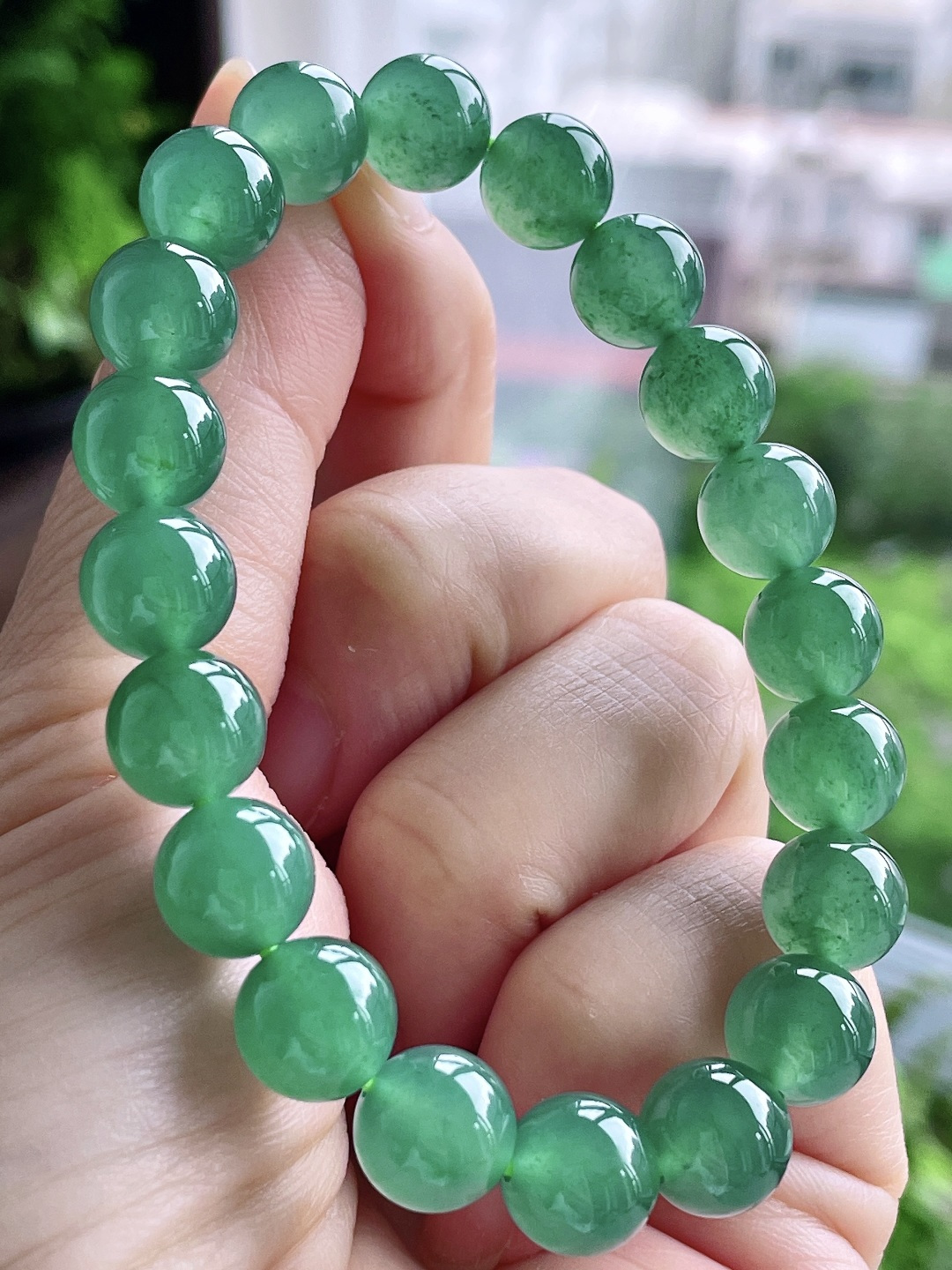 冰晴绿手串圆珠珠子手串, 性比高,9.8mm,34克