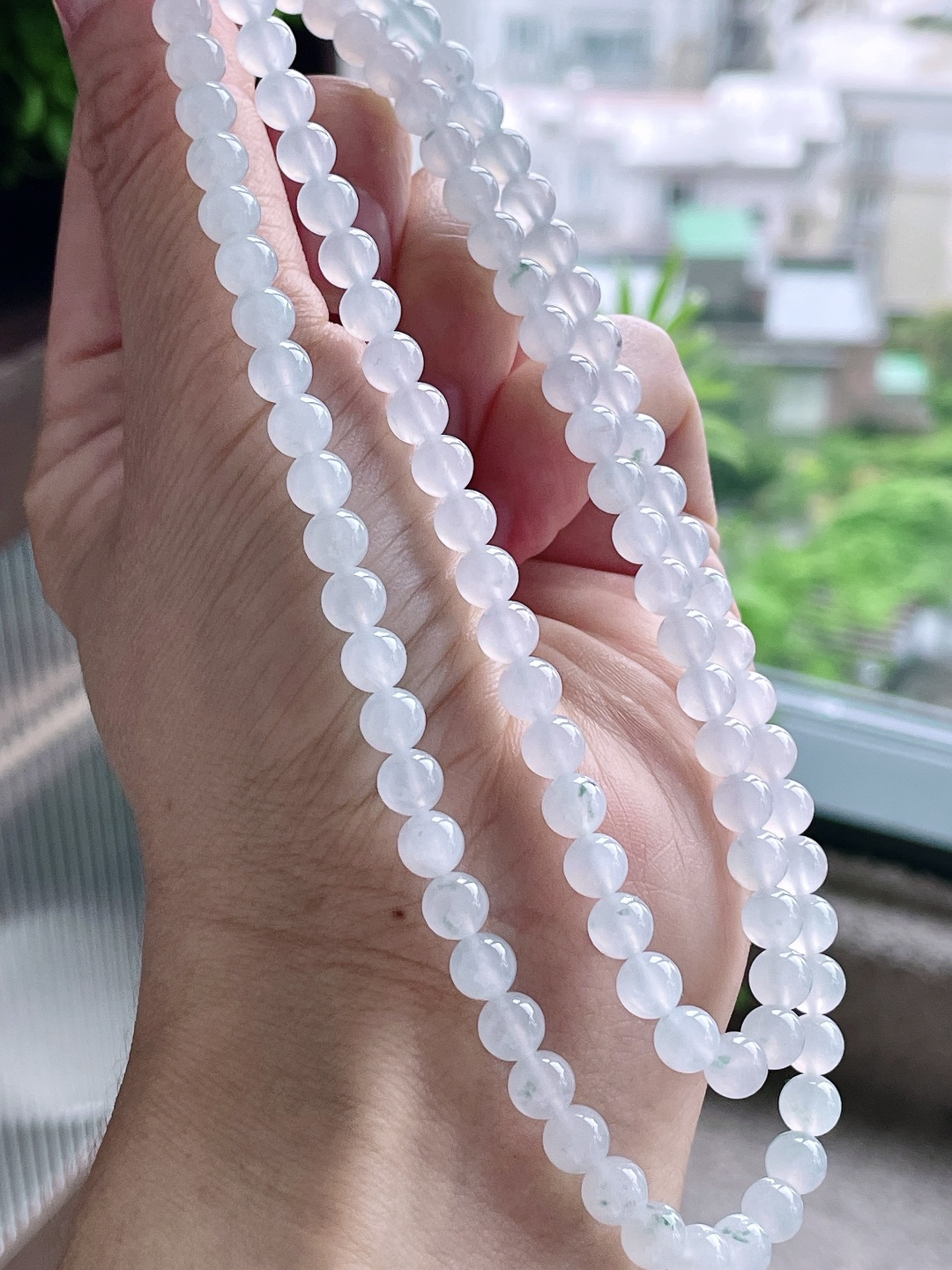 白冰珠链圆珠珠子珠链，性比高，尺寸5.9mm，34cm，重量45克