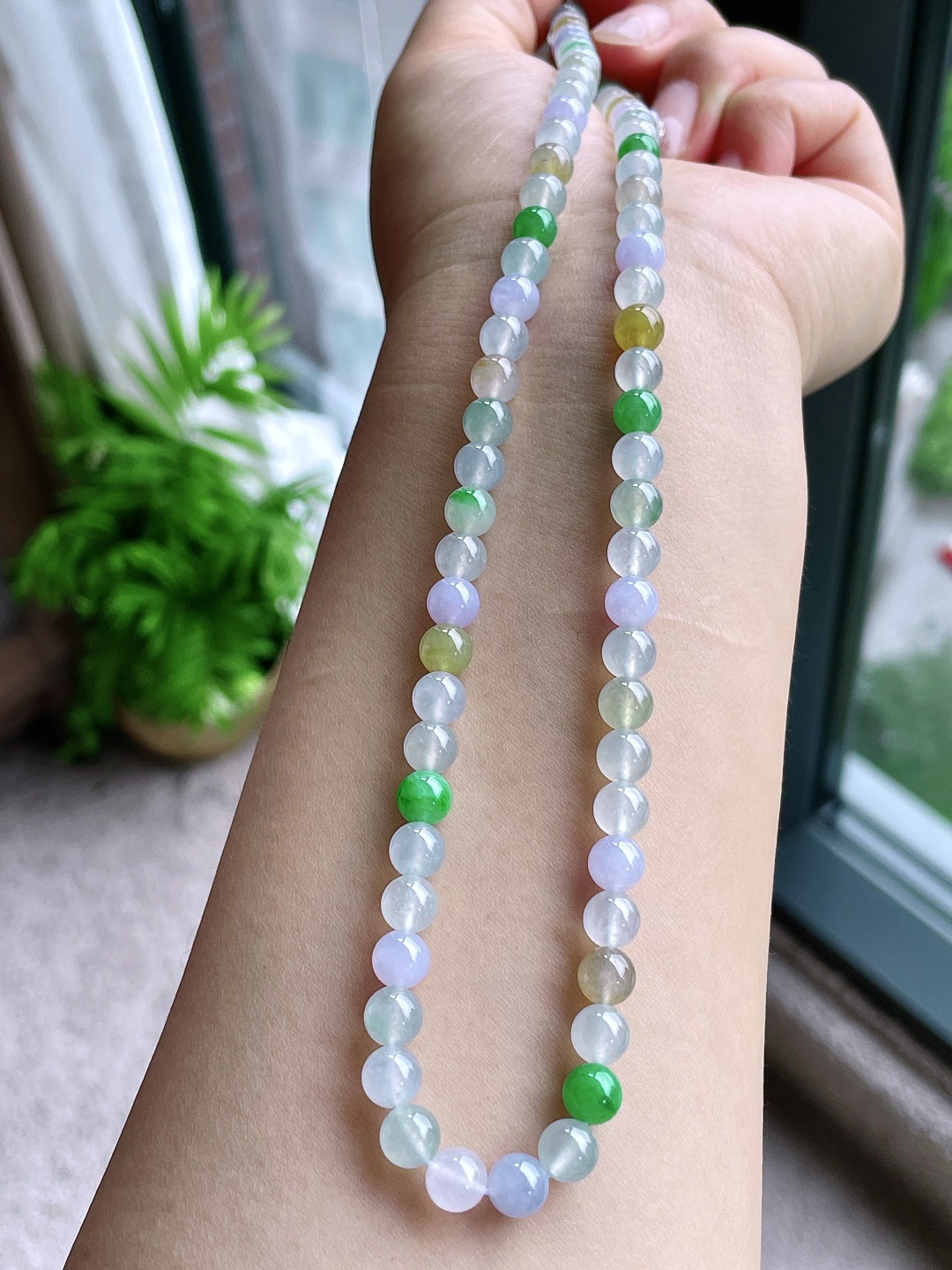 【珠子】冰多宝珠链圆珠珠子珠链【说明】缅料 性比高【尺寸】6.4mm，36cm【重量】52克