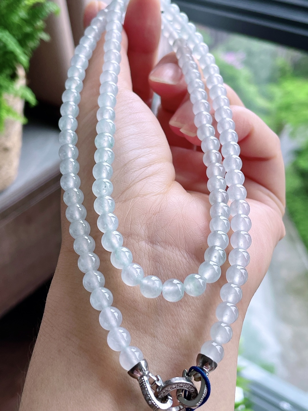 珠子冰晴水珠链圆珠珠子珠链,缅料 性比高,尺寸5.8mm，33cm,重量42.2克