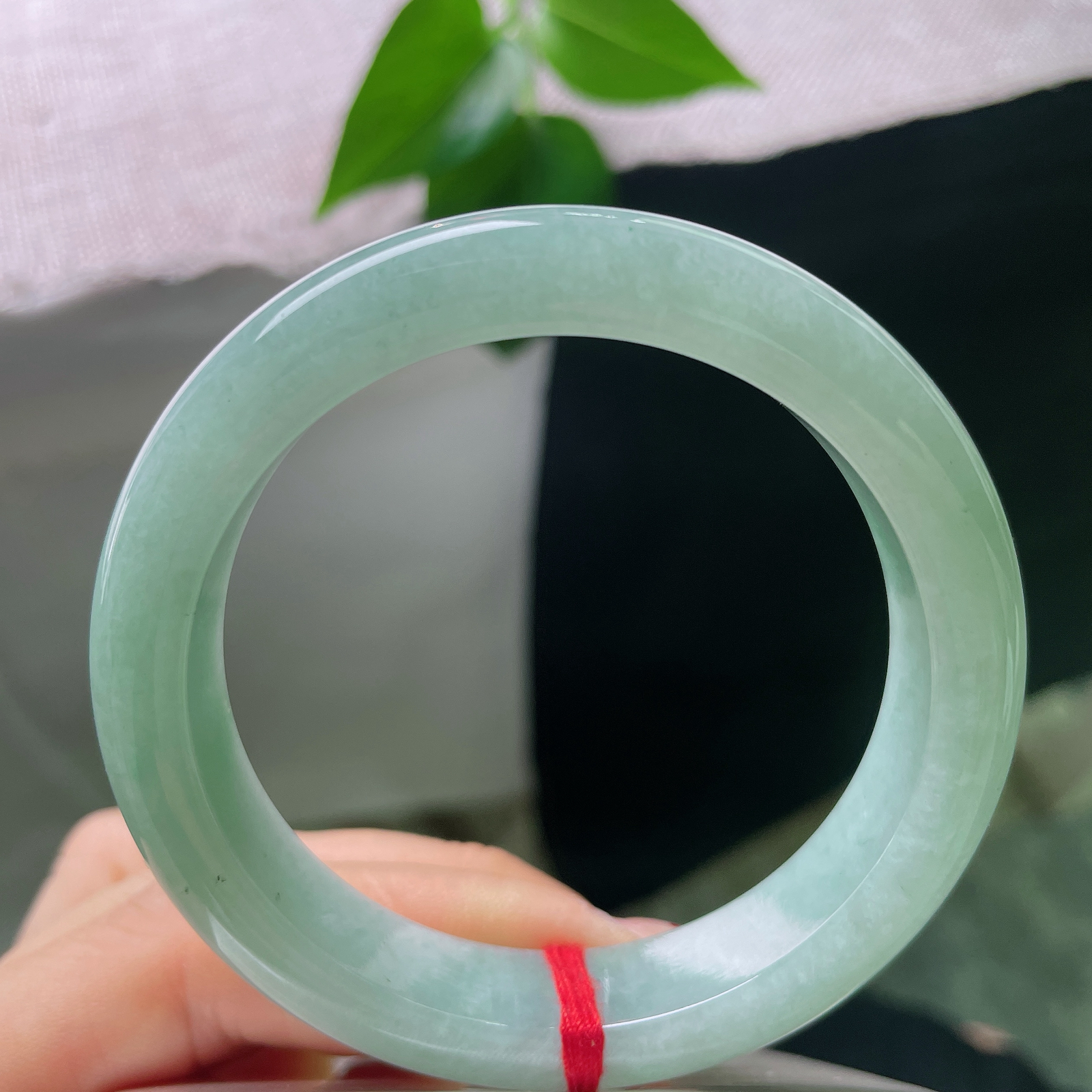 53.9/12/8.8，果绿底正圈，肉质细腻干净，佩戴甜美可人，减龄必备，一点皮纹56708a