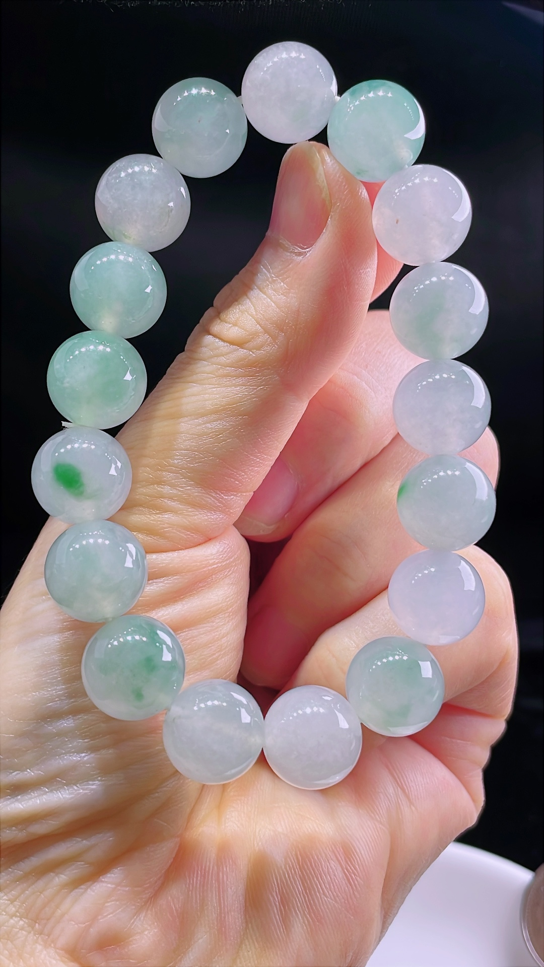 冰种手串，老种起光，细底通透，尺寸：12.5mm0827