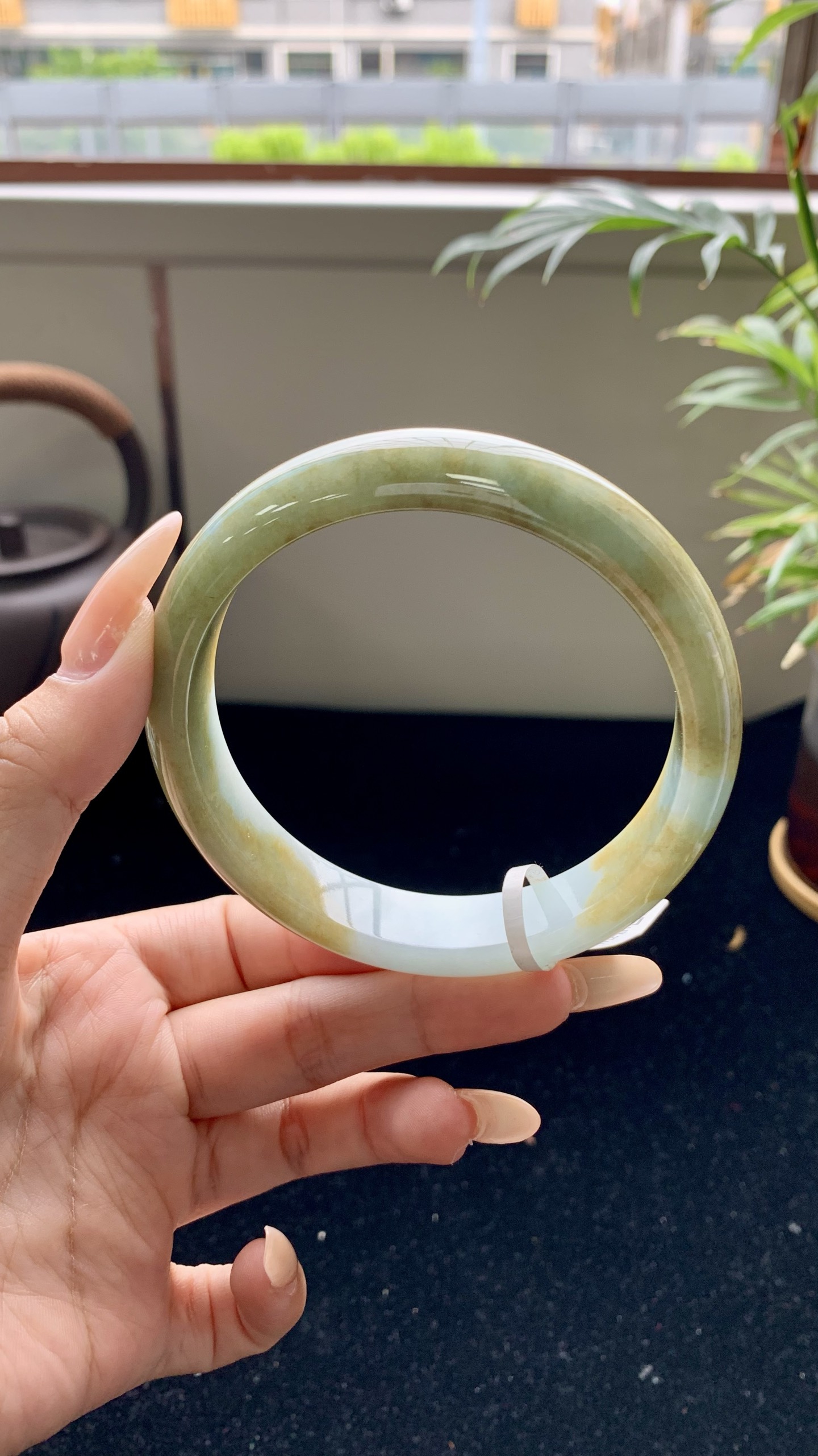 黄翡半山水正圈成品 HY-3744 尺寸：66-14-8