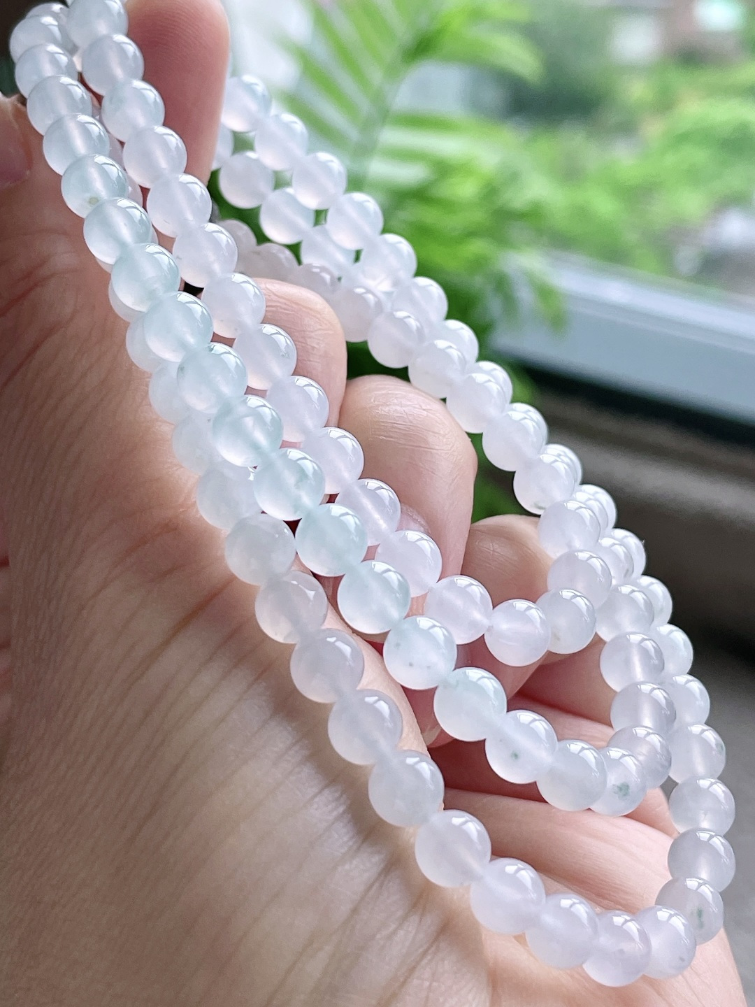 白冰珠链圆珠珠子珠链，性比高，尺寸5.9mm，34cm，重量45克