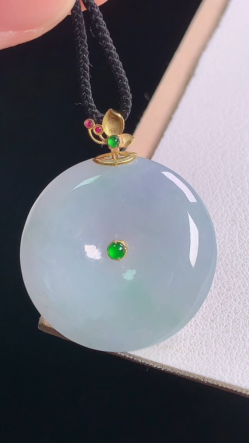 18K冰紫平安扣吊坠，无裂，尺寸:34.4-28.2-5.8mm 23