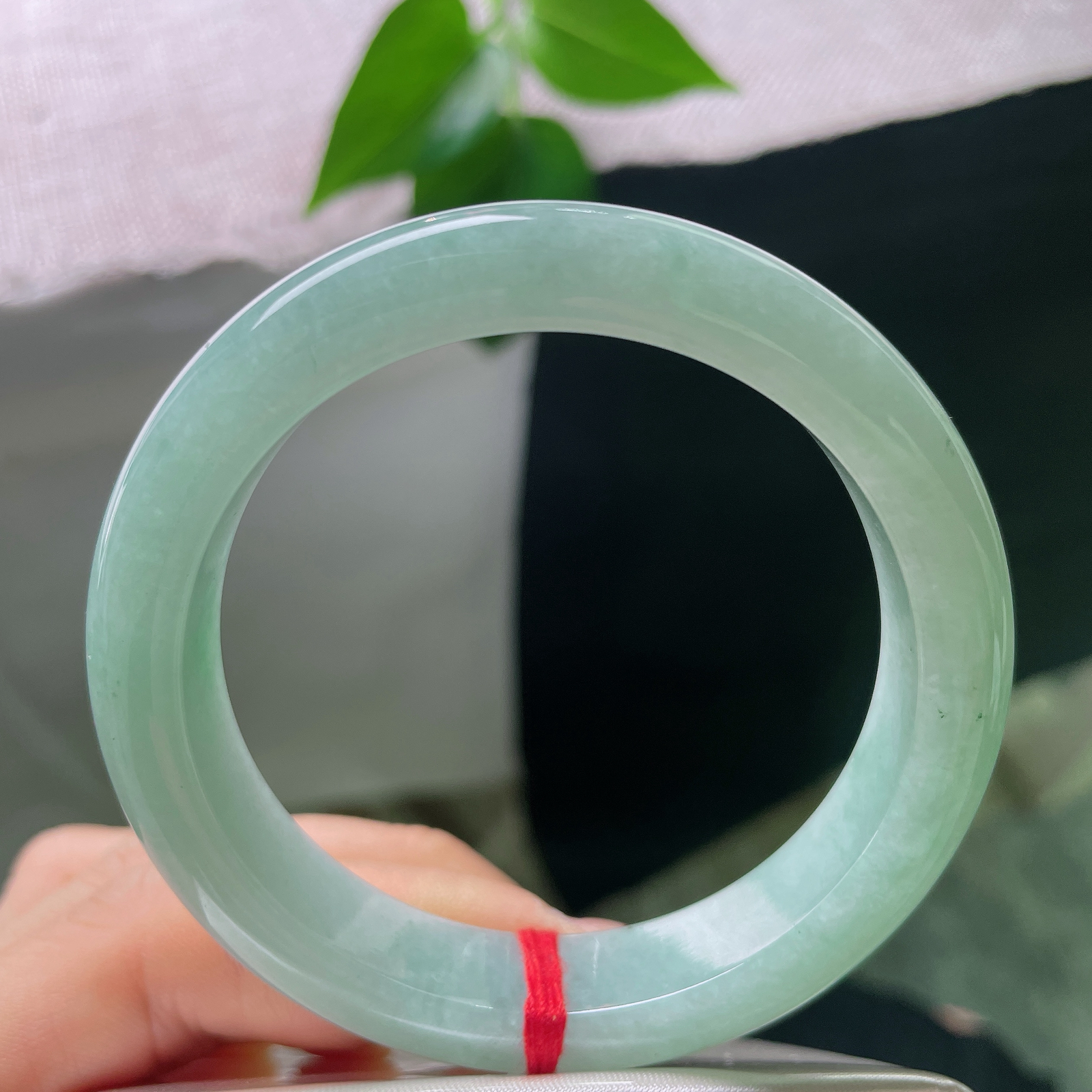 53.9/12/8.8，果绿底正圈，肉质细腻干净，佩戴甜美可人，减龄必备，一点皮纹56708a
