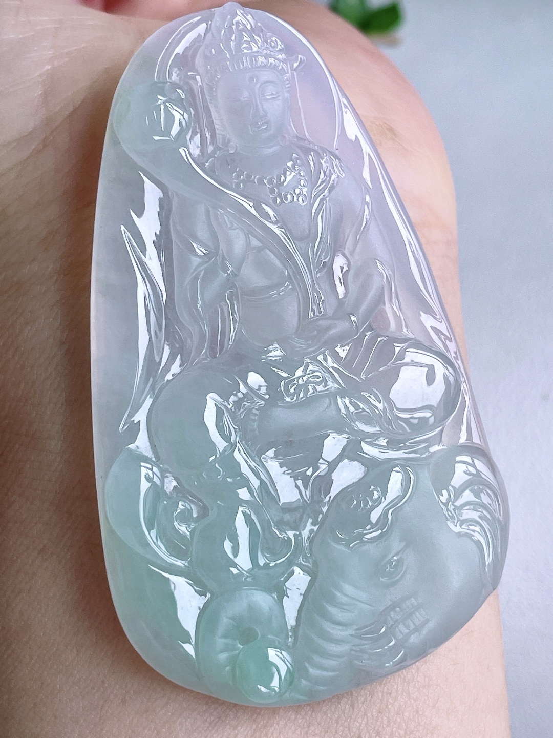 糯冰晴水普贤菩萨牌吊坠,性比高