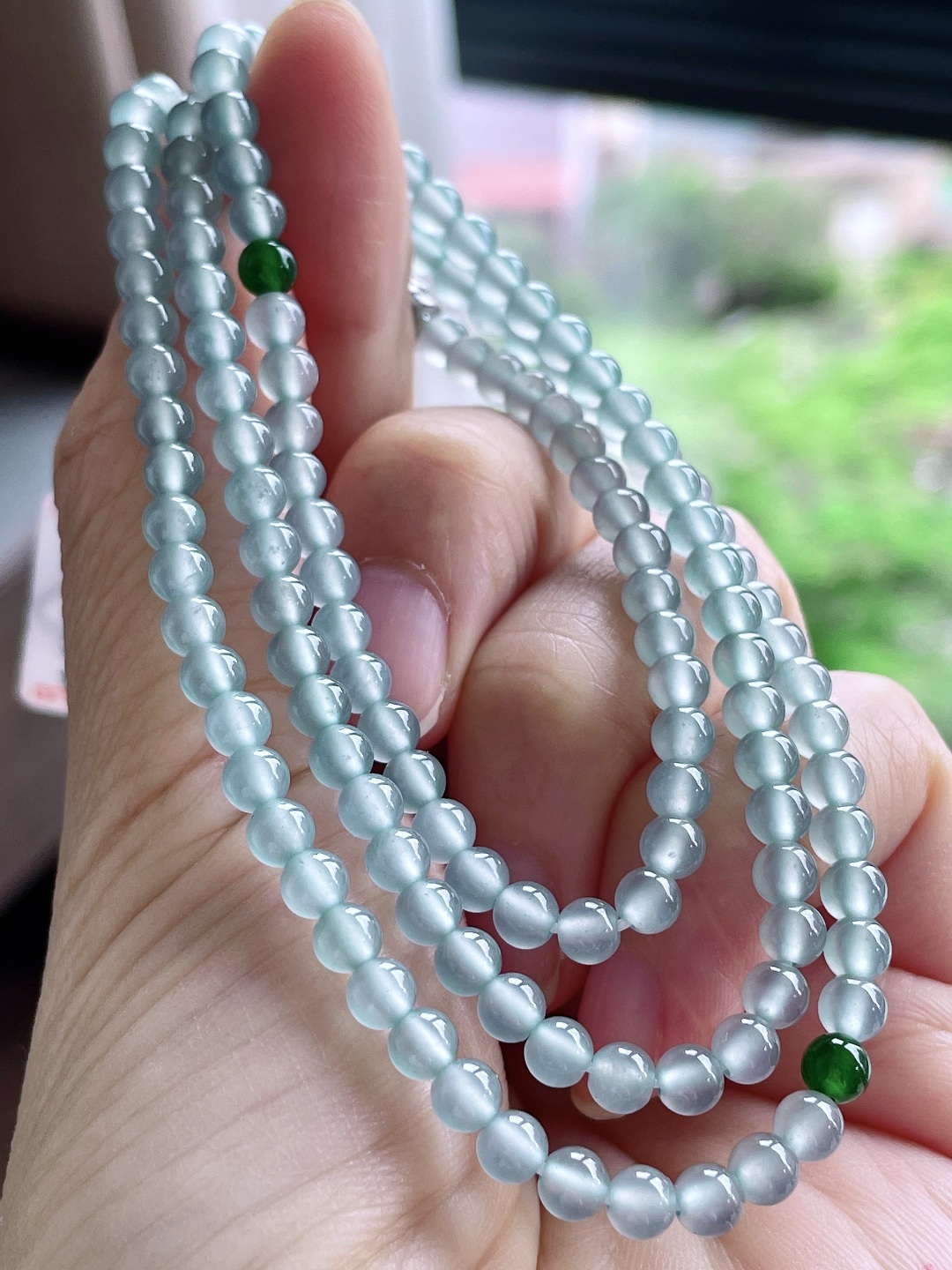 珠子冰天空蓝珠链圆珠珠子珠链,性比高,尺寸4.2mm，30cm,重量21.5克