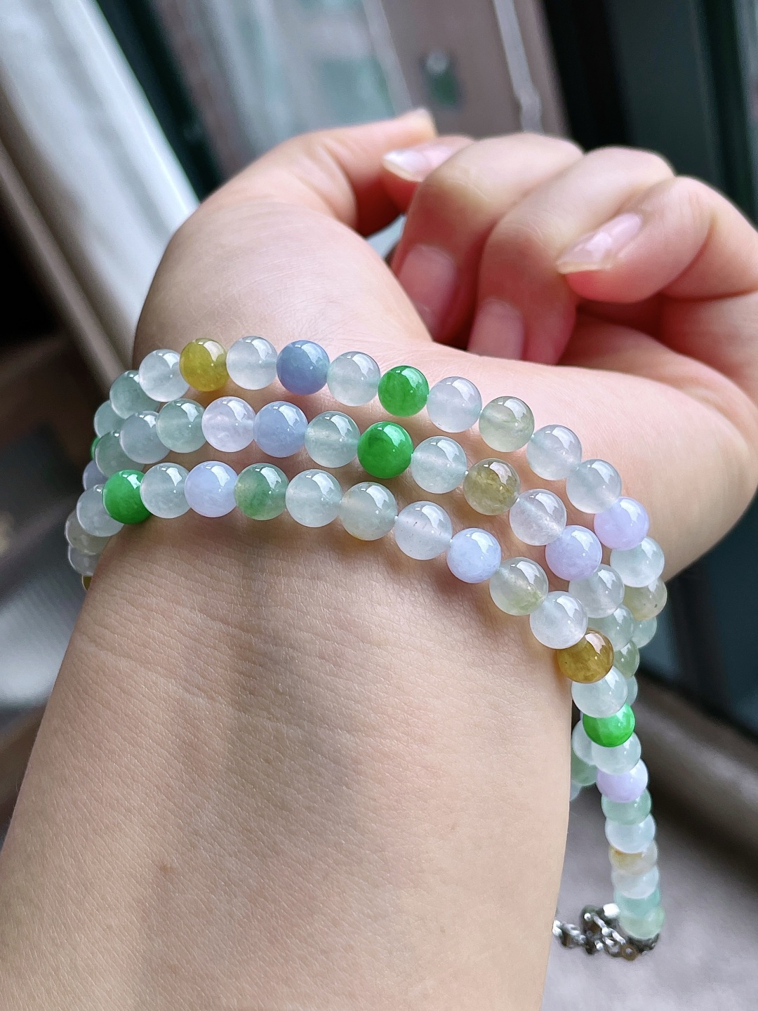 【珠子】冰多宝珠链圆珠珠子珠链【说明】缅料 性比高【尺寸】6.4mm，36cm【重量】52克