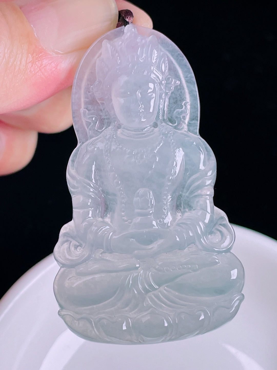 冰种度母，老种起光，细底通透，尺寸：57.4/33.8/5.6mm0827