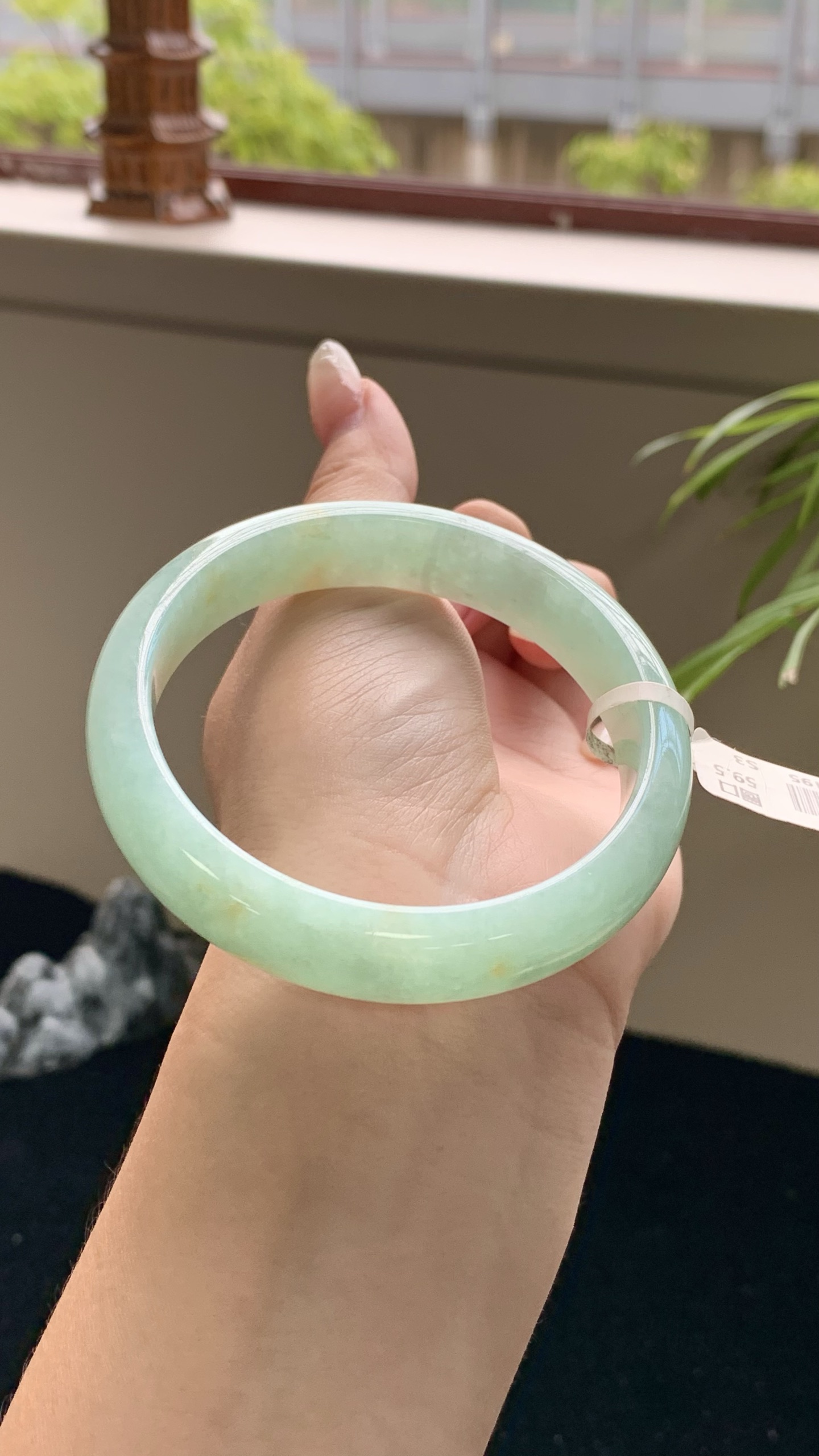 果绿洒金正圈成品,HYY-9195,尺寸：60-13-7.5