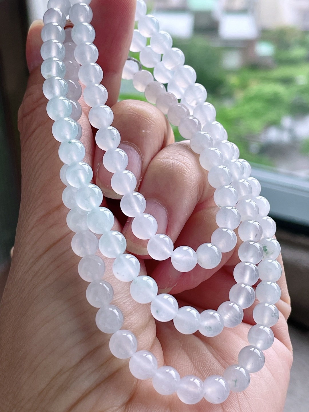白冰珠链圆珠珠子珠链，性比高，尺寸5.9mm，34cm，重量45克