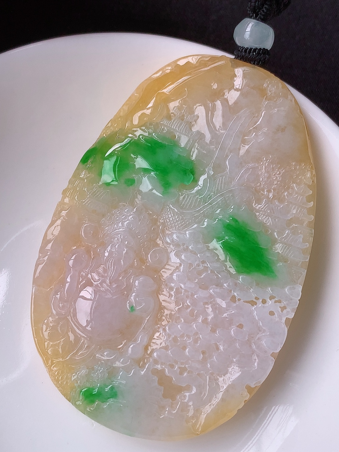 三彩财神挂件,底子细腻水润 佩戴简单大气