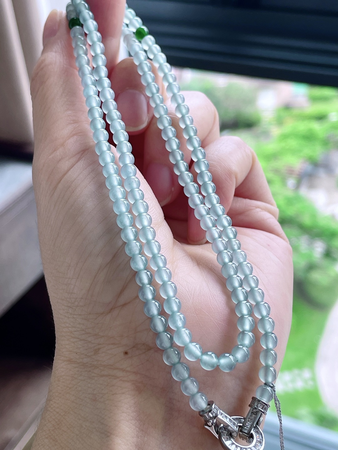珠子冰天空蓝珠链圆珠珠子珠链,性比高,尺寸4.2mm，30cm,重量21.5克