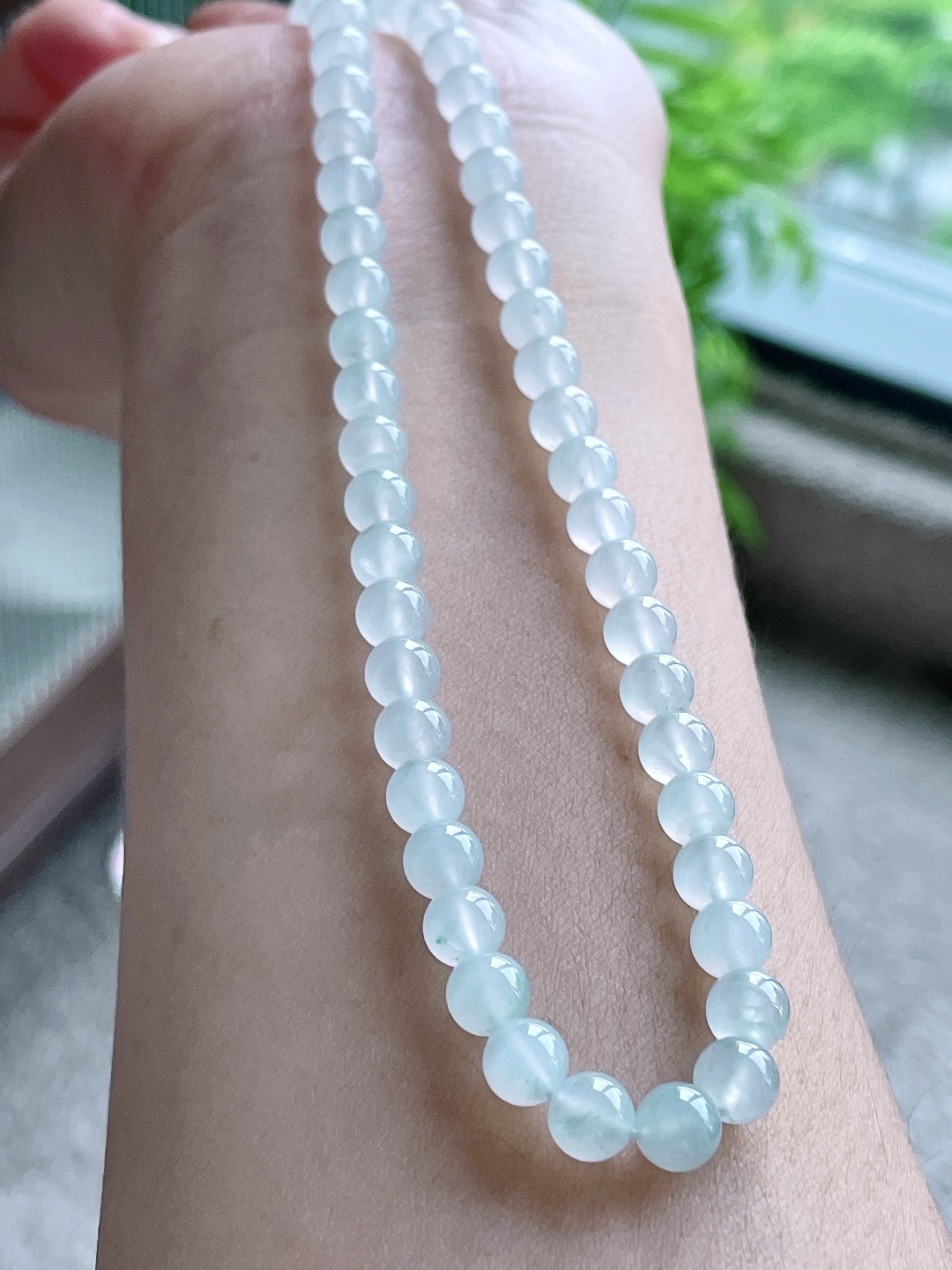 白冰珠链圆珠珠子珠链，性比高，尺寸5.9mm，34cm，重量45克