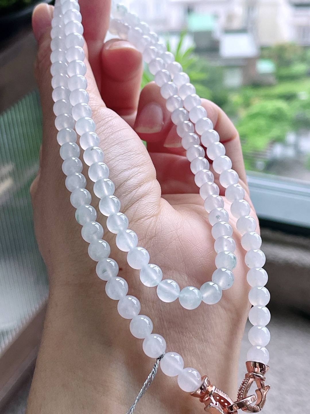 白冰珠链圆珠珠子珠链，性比高，尺寸5.9mm，34cm，重量45克