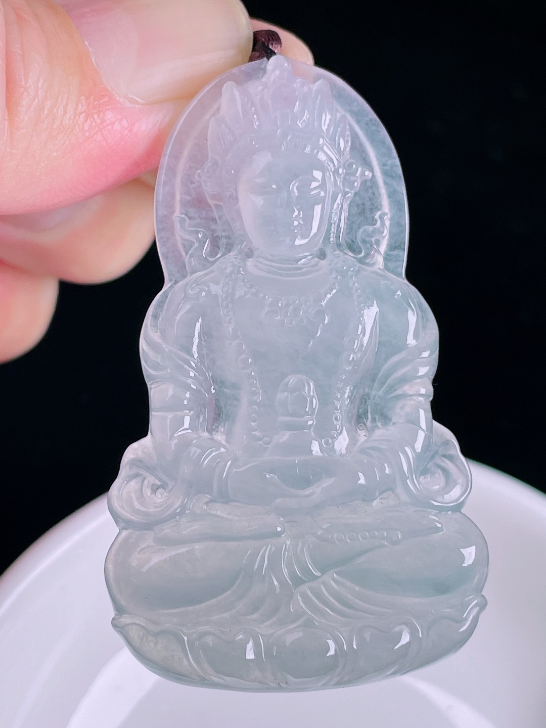 冰种度母，老种起光，细底通透，尺寸：57.4/33.8/5.6mm0827