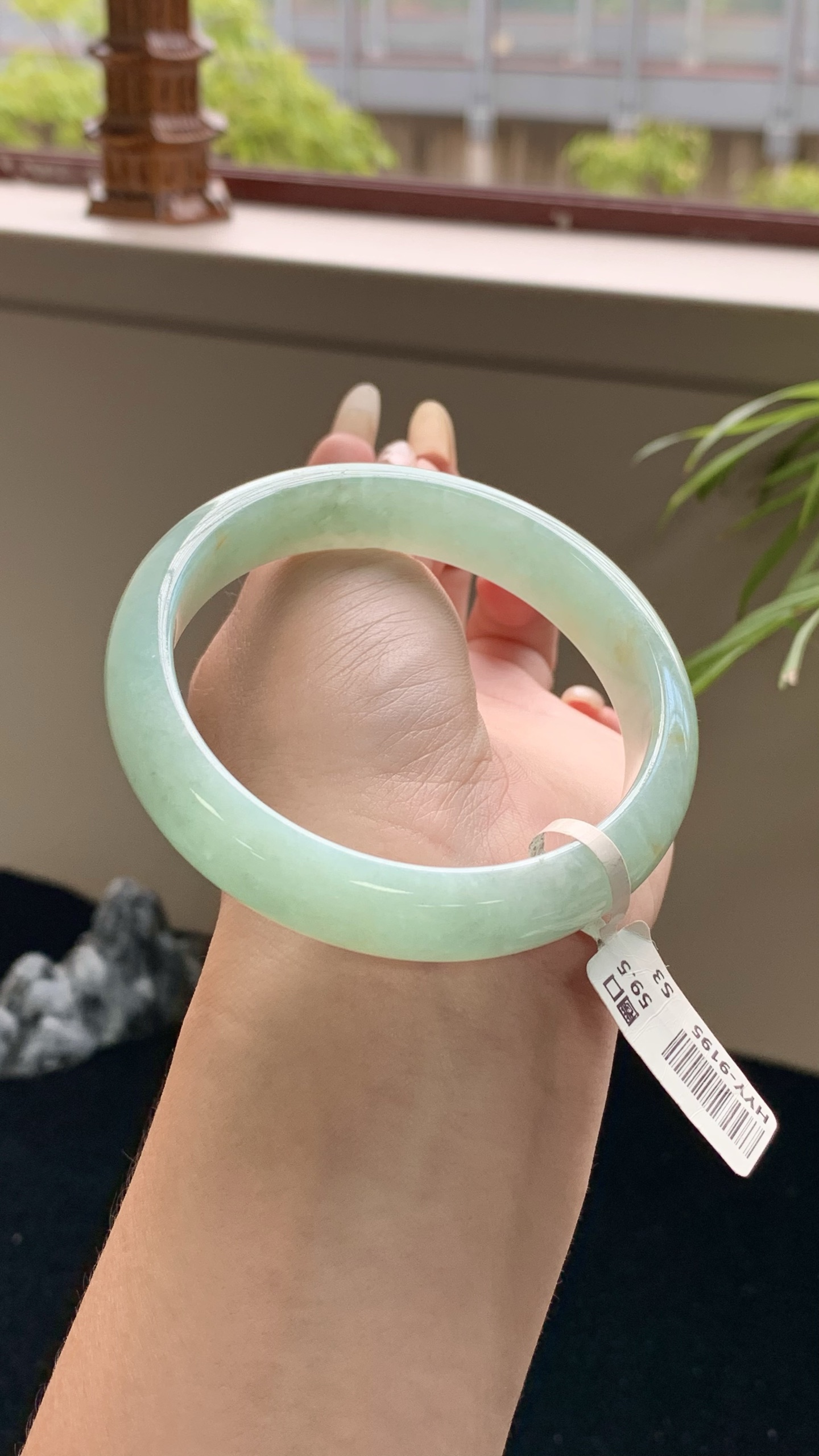 果绿洒金正圈成品,HYY-9195,尺寸：60-13-7.5