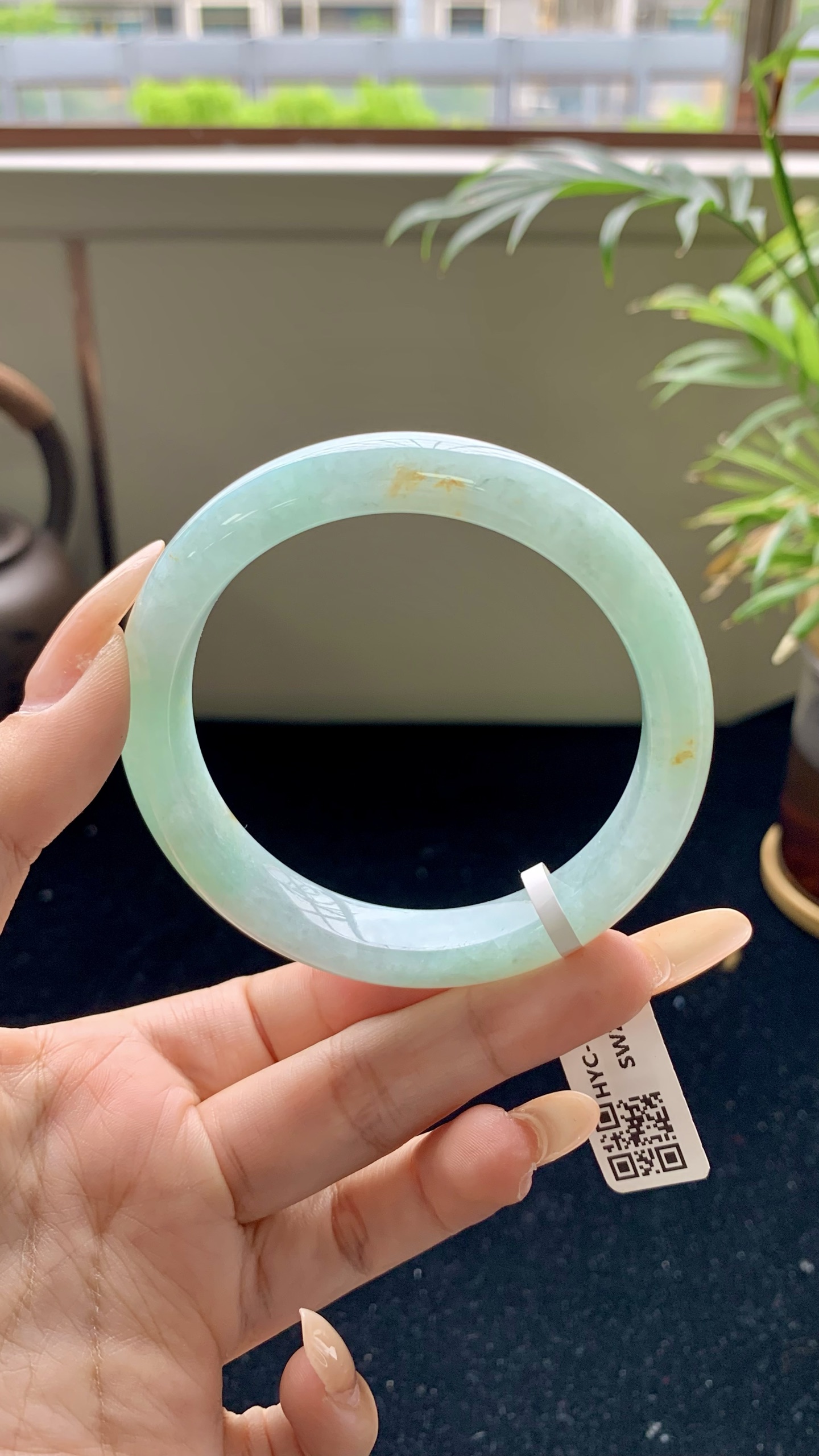 晴绿洒金正圈成品,HYC-1047,尺寸：57-11.5-8