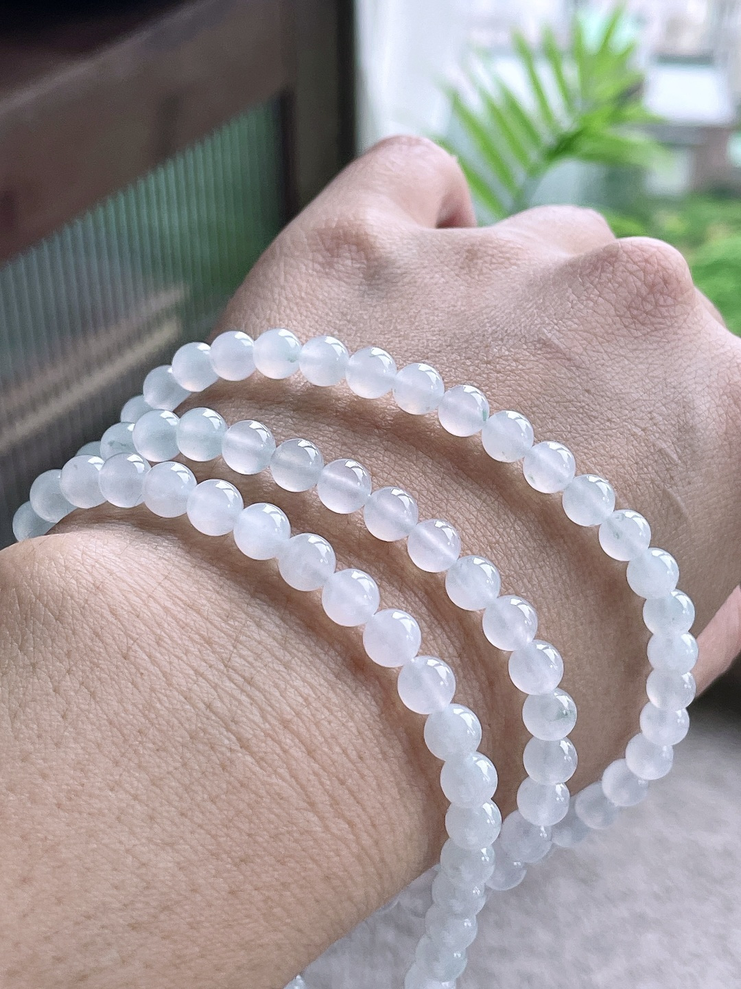 白冰珠链圆珠珠子珠链，性比高，尺寸5.9mm，34cm，重量45克