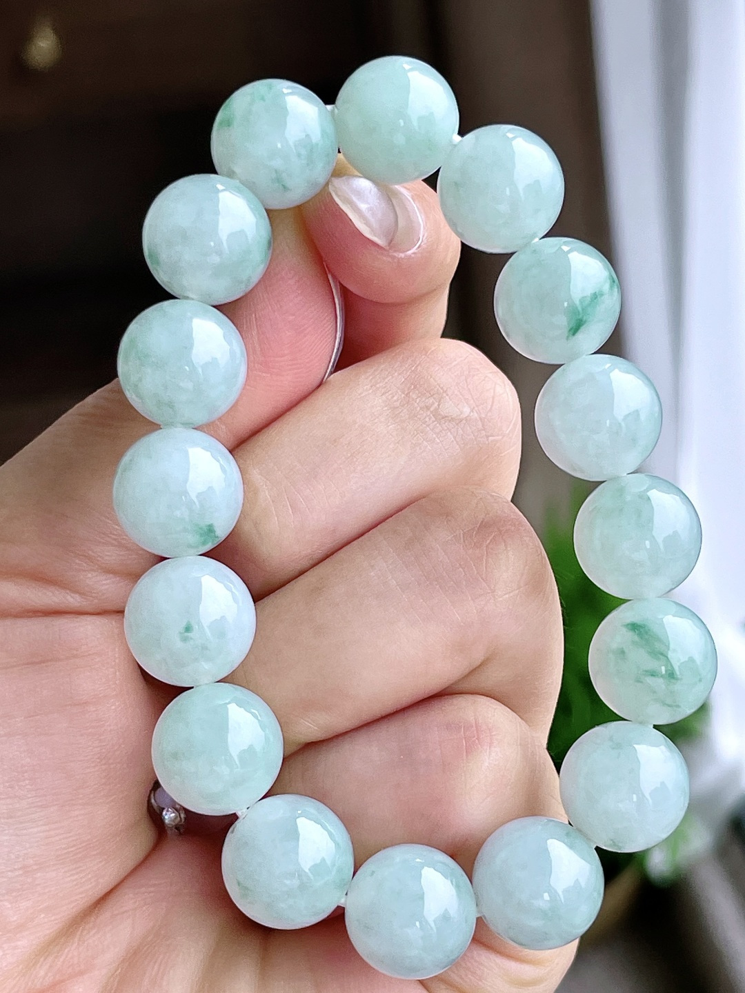 珠子冰飘花手串圆珠珠子手串,性比高,尺寸12.5mm,重量54.3克