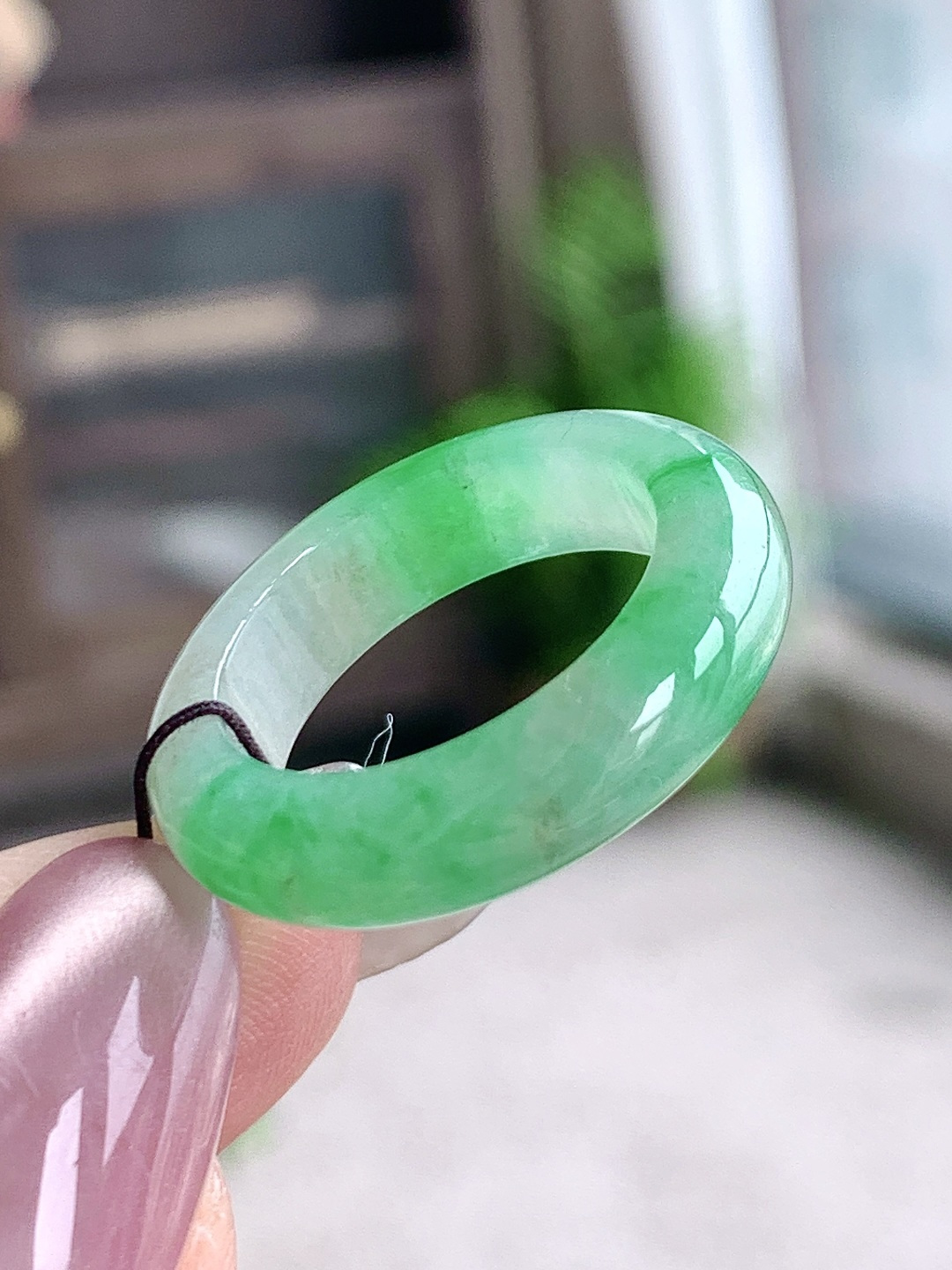 裸石冰飘绿花戒圈指环说明性比高飘花尺寸5.9-4.2圈口18号重量5克
