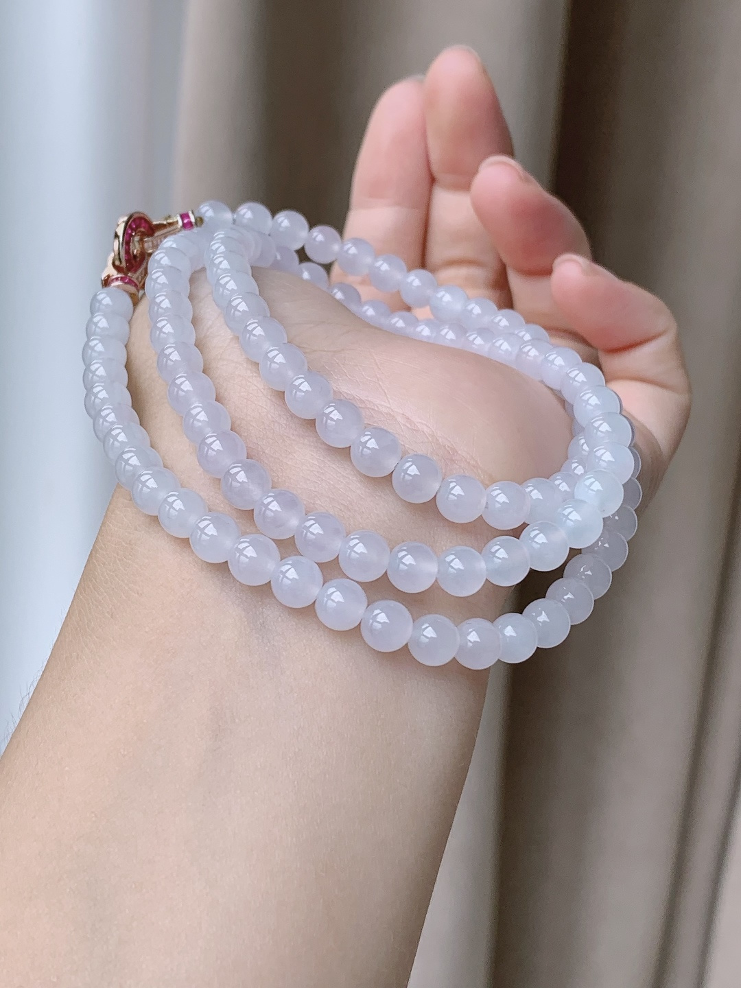 白冰珠链圆珠珠子珠串长串,性比高,5.7mm 34cm,42.4克