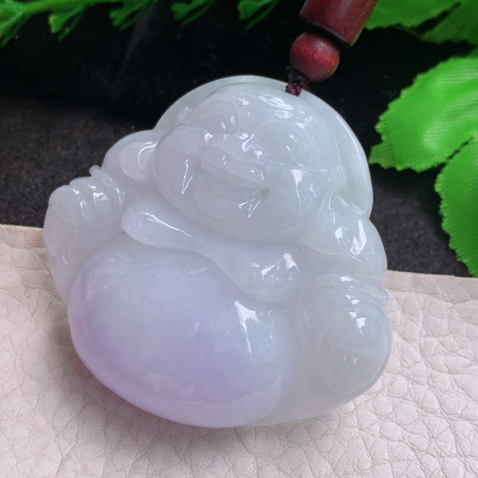 zen实拍45.3*50*12.5缅甸翡翠高品质紫罗兰饱满大平安扣 玉扣玉吊坠