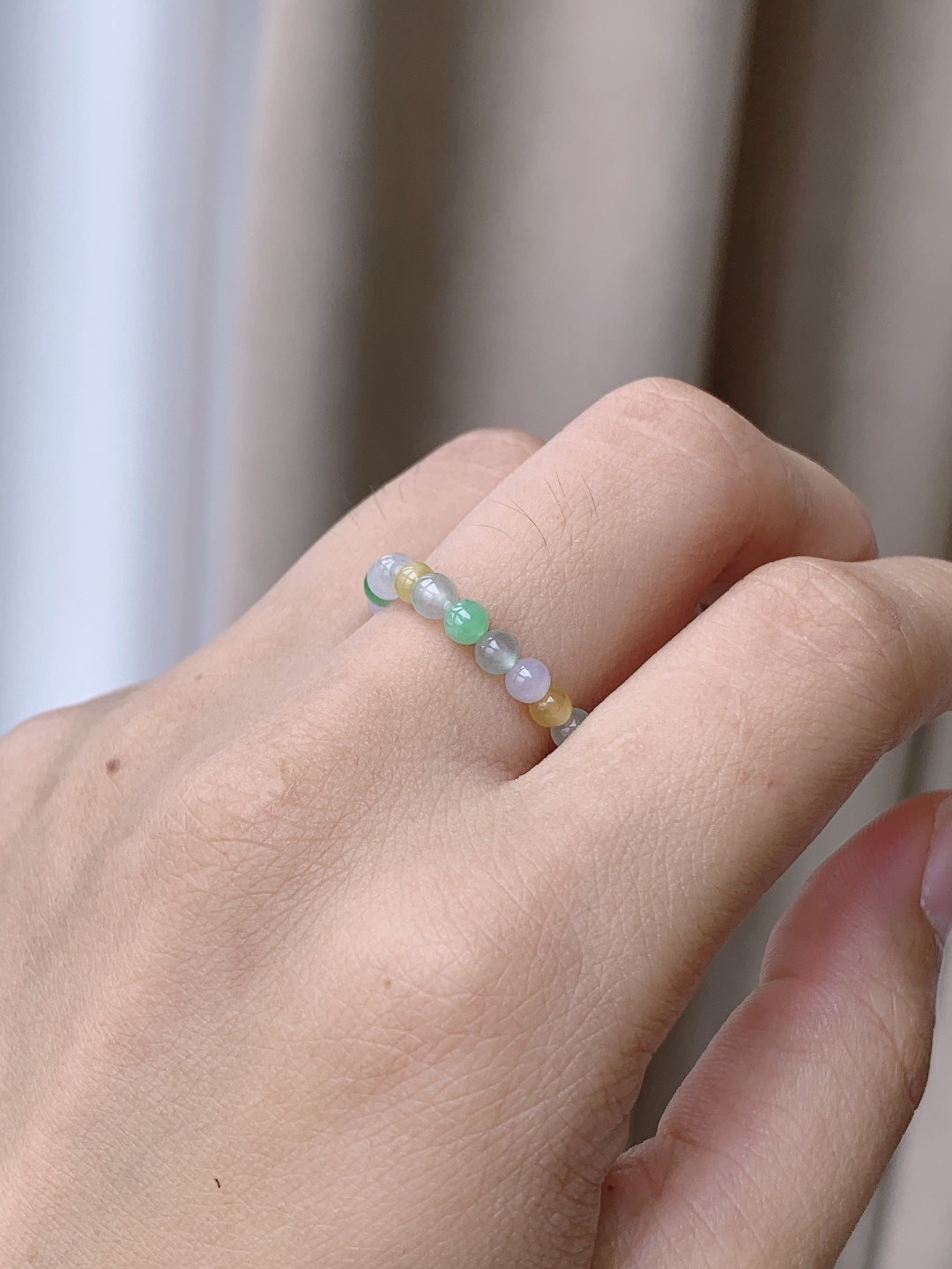 珠子冰多宝戒圈圆珠珠子戒圈指环,性比高,尺寸3.4mm,圈口17号,重量1.4克