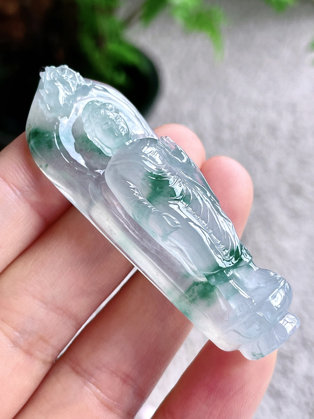 高冰飘花阿弥陀佛牌子吊坠,性比高 立体超厚
