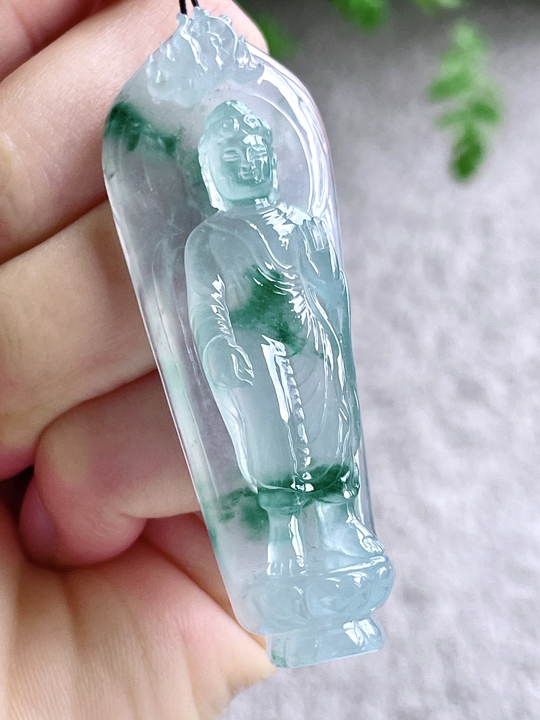 高冰飘花阿弥陀佛牌子吊坠,性比高 立体超厚