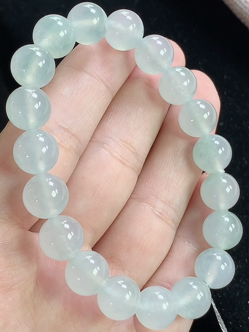 冰种玉珠手串，尺寸9.8mm，D28xtg