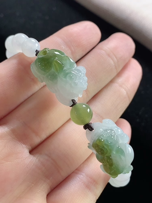 黄翡貔貅玉珠手串，尺寸21.3-12.8-9.9，7.1mm，D28jct5