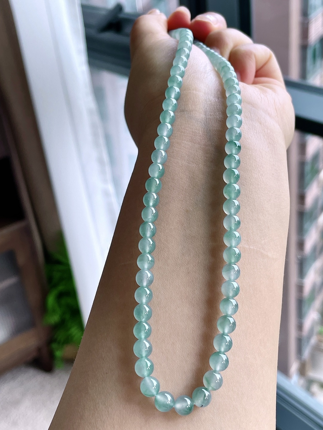 珠子冰飘花珠链圆珠珠子珠链,说明性比高,尺寸5.8mm，33cm,重量42.3克