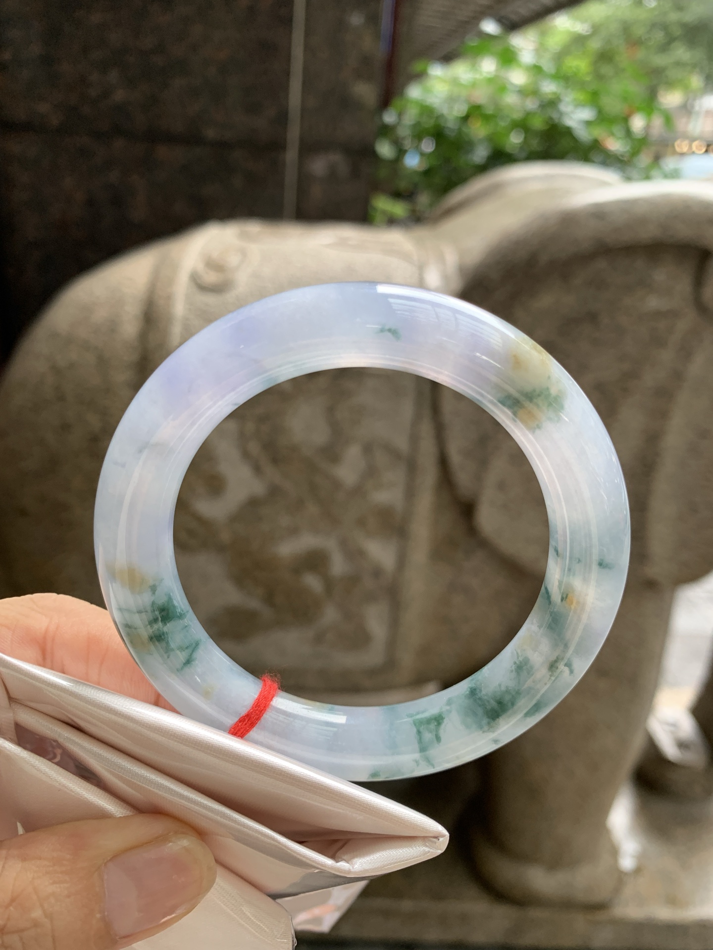 莫奈/三彩圆条, 0827-HN1425, 打灯细纹，不影响