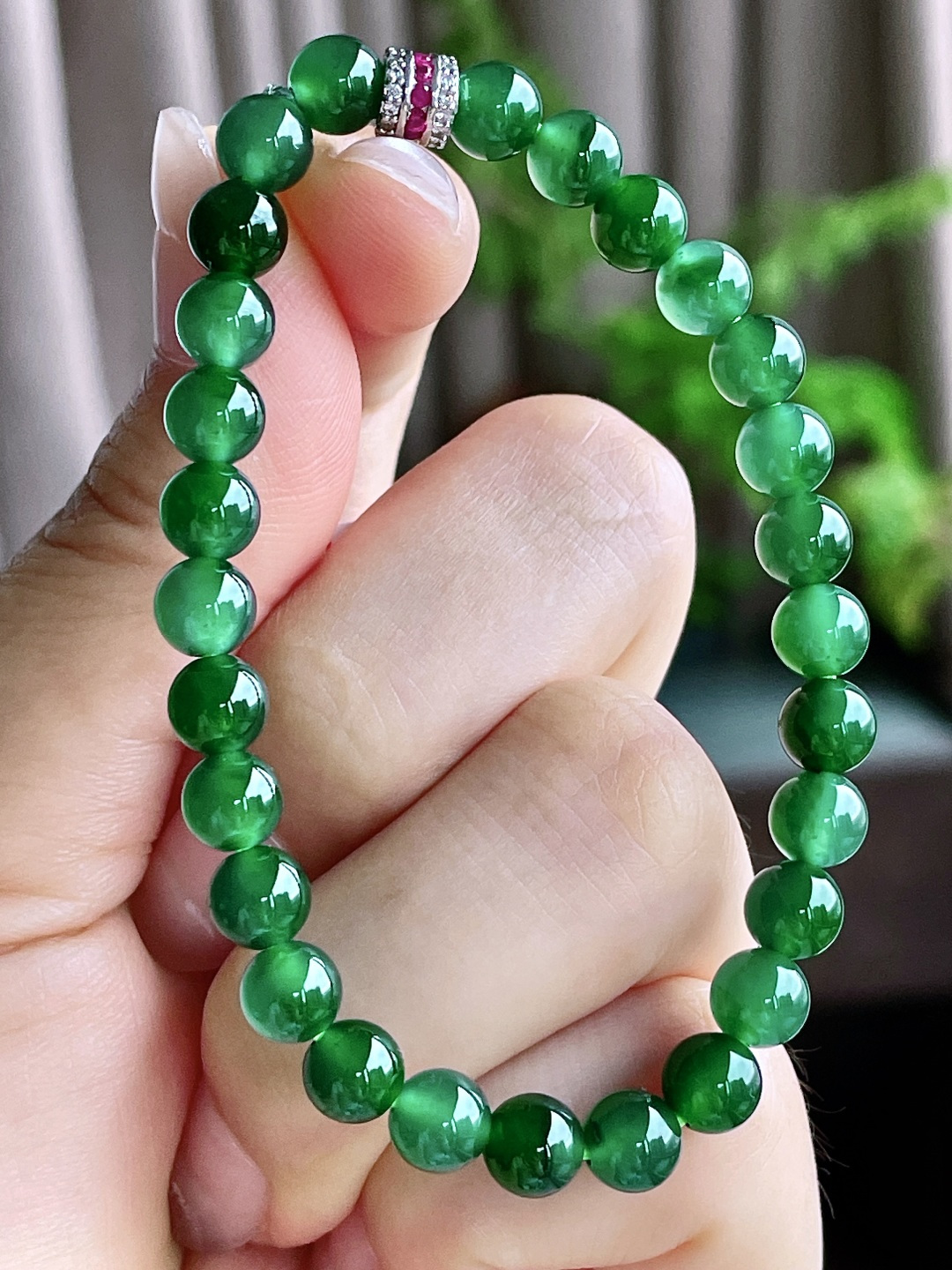 冰晴绿手串圆珠珠子手串, 性比高,6.3mm,13.2克