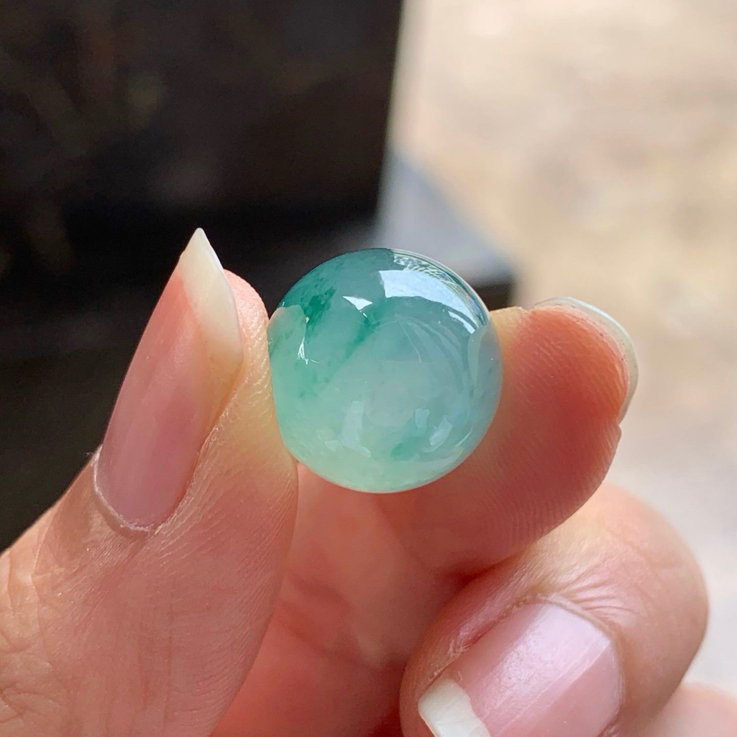 冰种飘花珠子^_^冰透 荧光十足