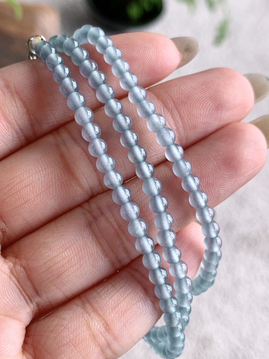 珠子冰晴水珠链圆珠子珠链,性比高,尺寸3.8mm，31cm,重量17.2克