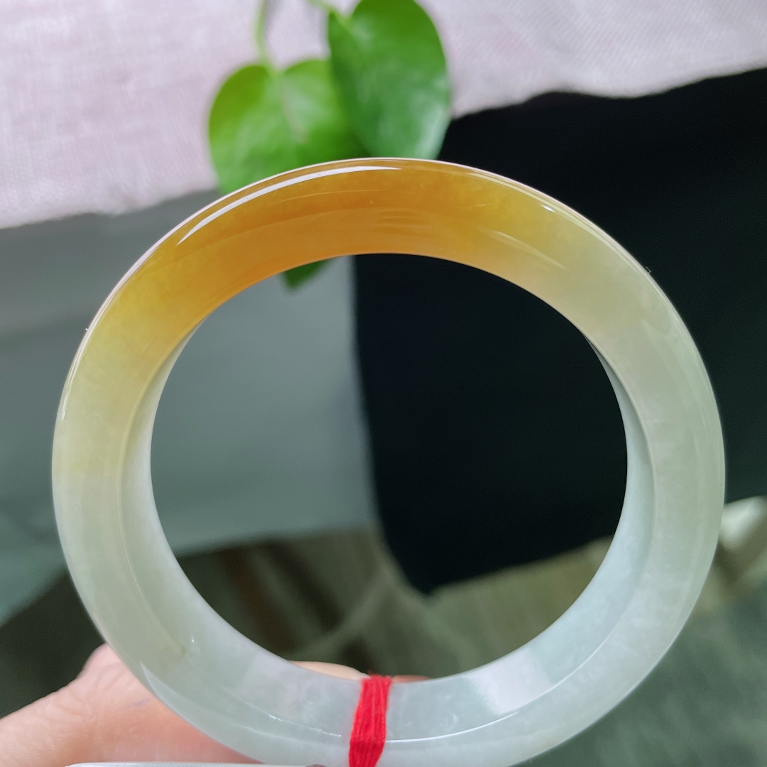 58.3/12.6/9.1黄翡正圈，水润细腻，色泽明艳，古典画意的东方美感，无裂，ss56179a