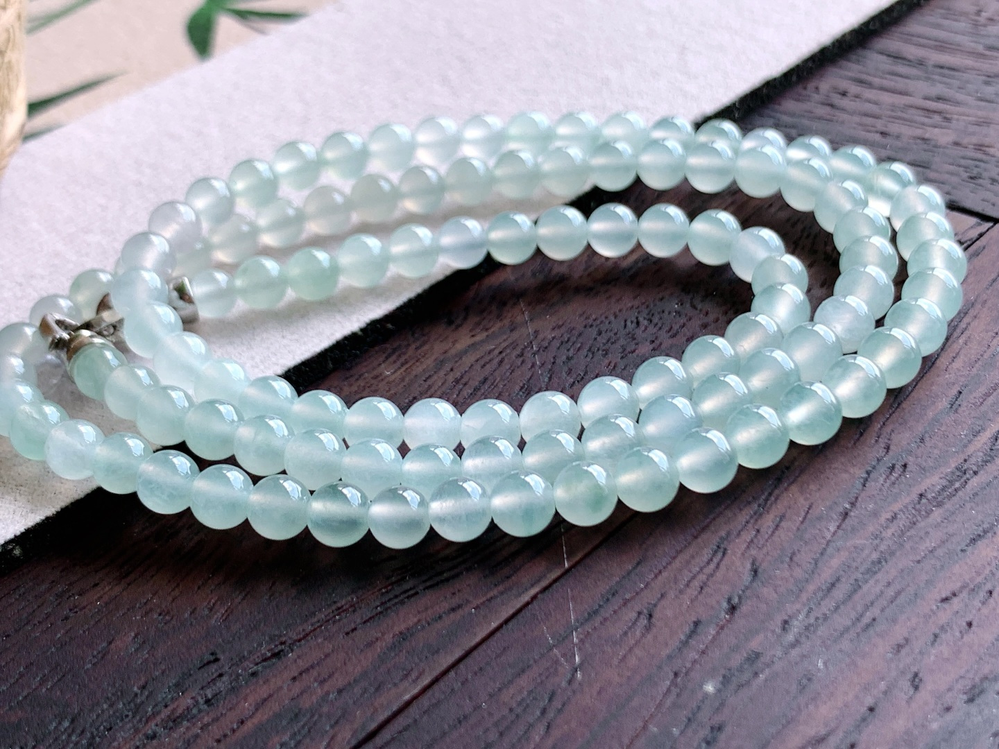 珠子冰晴水珠链圆珠子珠链,缅料性比高,尺寸6-5.7，33cm,重量43.4克