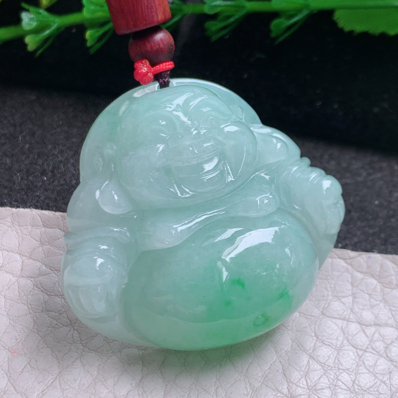 zen实拍36.6*41.6*12.8缅甸翡翠高品质飘绿佛公 弥勒佛玉吊坠