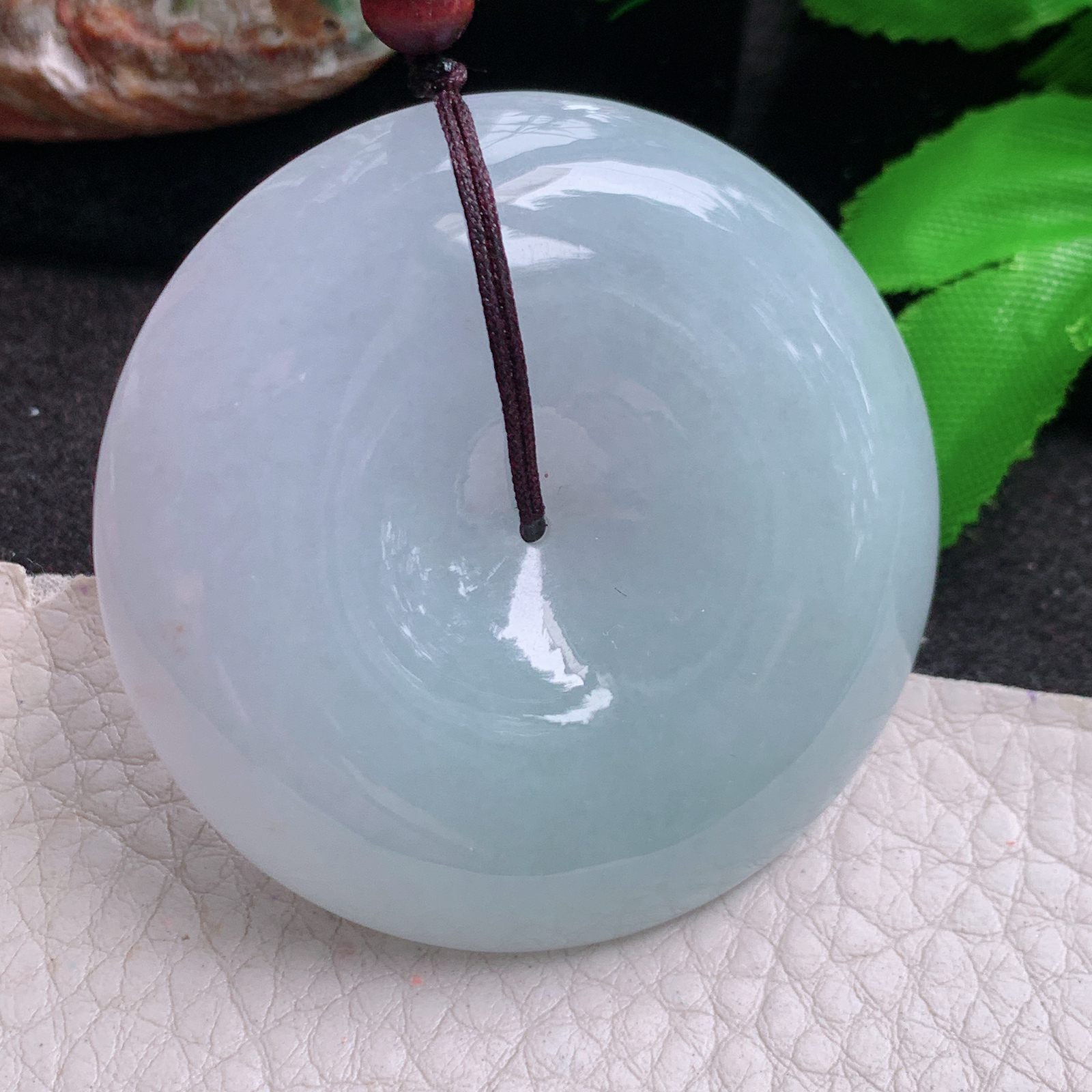 zen实拍49.6*11.8缅甸翡翠高品质饱满大平安扣 大玉扣玉吊坠
