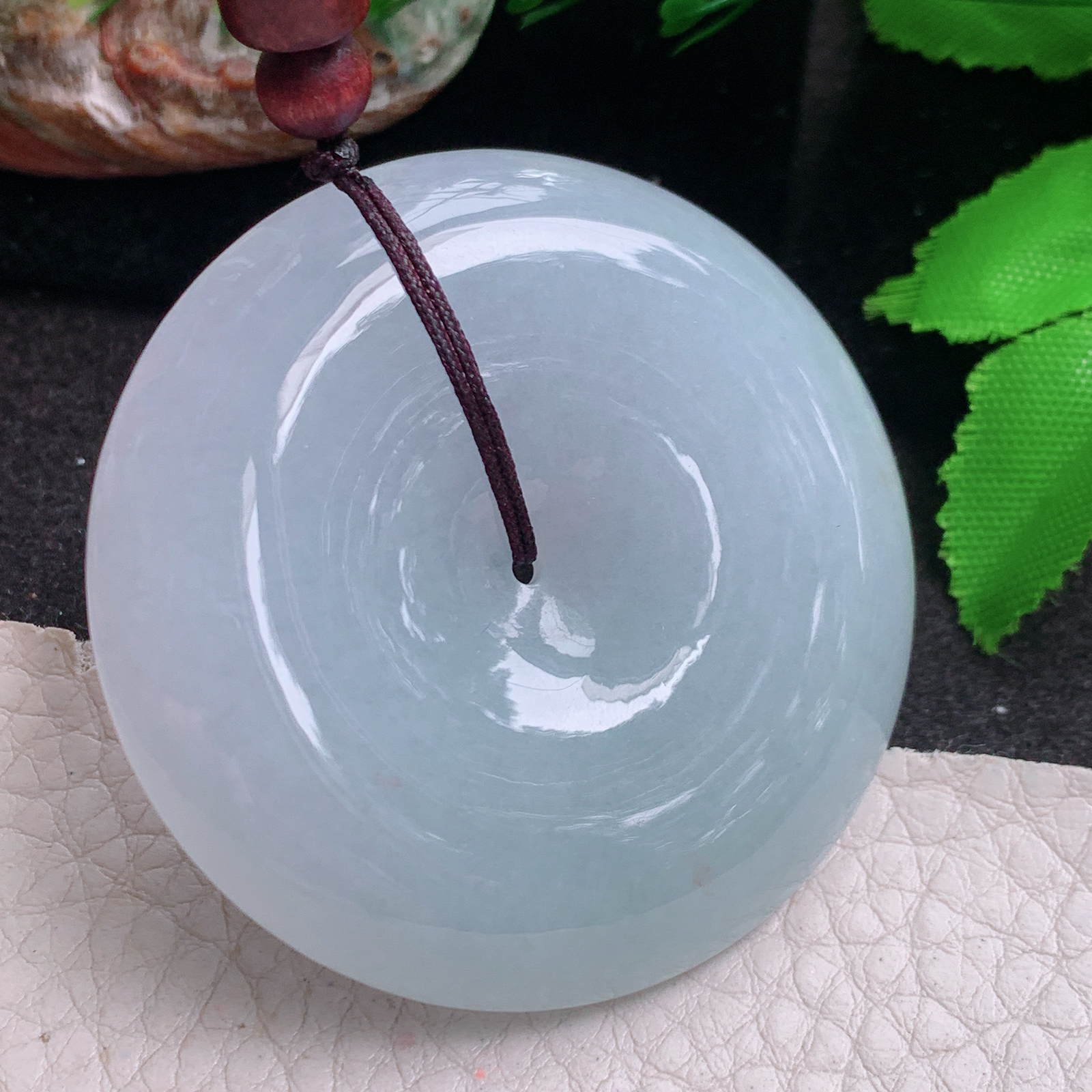 zen实拍49.6*11.8缅甸翡翠高品质饱满大平安扣 大玉扣玉吊坠