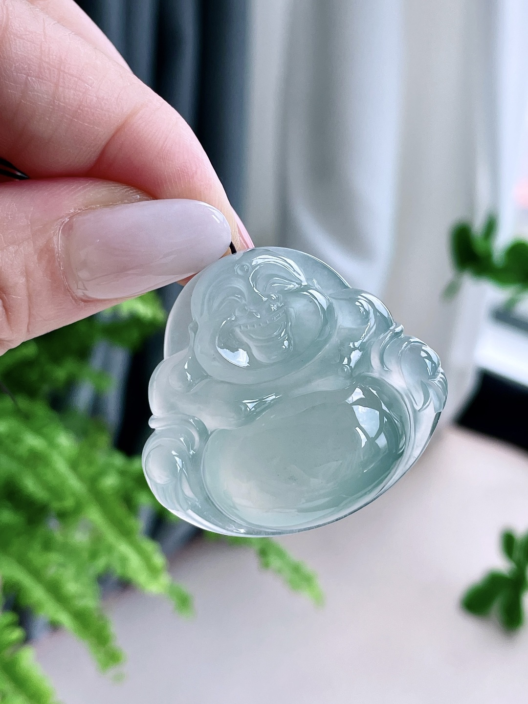 高冰晴水佛公大佛公吊坠,缅料,无裂,性比高,超厚起胶感,尺寸38.3-35-10.5,重量21克