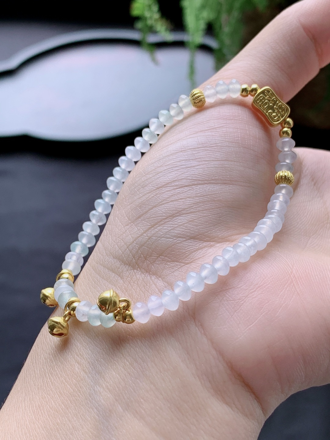 白冰手串算盘珠珠子手串,足金镶嵌,性比高,尺寸4.5-3mm,重量5.7克
