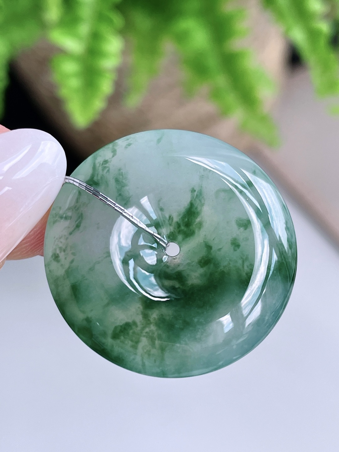 糯冰飘花平安扣吊坠,说明,性比高,尺寸27.4-5.8,重量8.8克