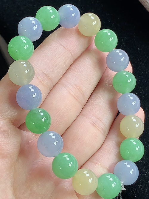 冰多彩多宝玉珠手串，尺寸10mm，D28xtg